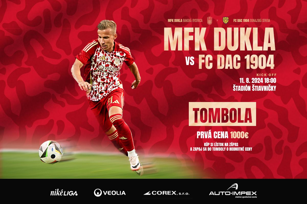 Atraktívny duel MFK Dukla s DAC: Nová fanzóna a tombola s hlavnou výhrou 1000 €!